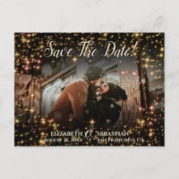 Shimmering Sparkles Wedding Save the Date Postcard