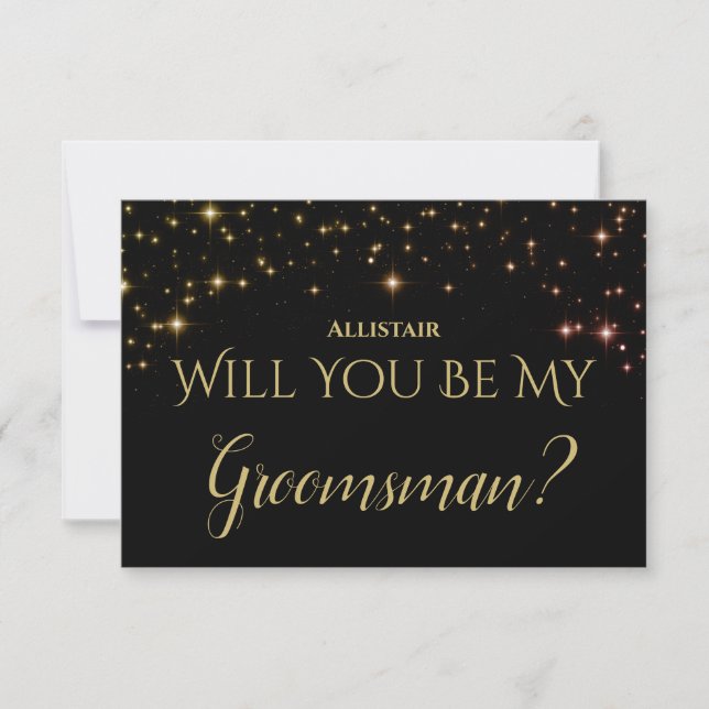 Shimmering Sparkles Will you be my Groomsman RSVP Card (Front)