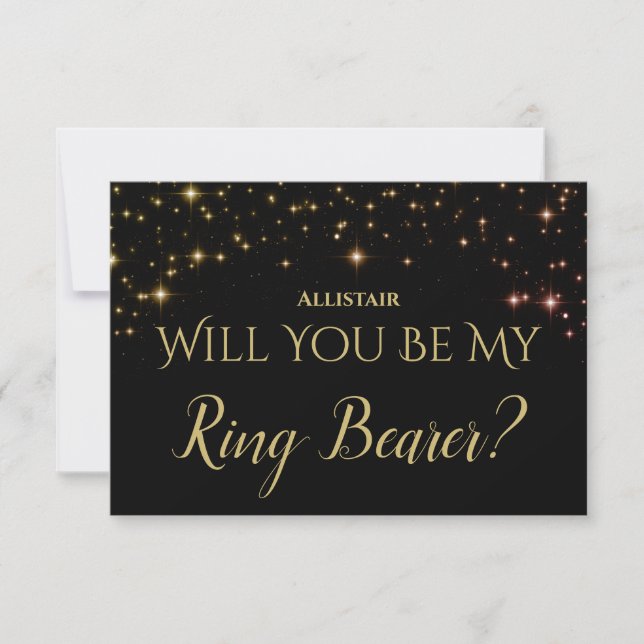 Shimmering Sparkles Will you be my Ring Bearer RSVP Card (Front)
