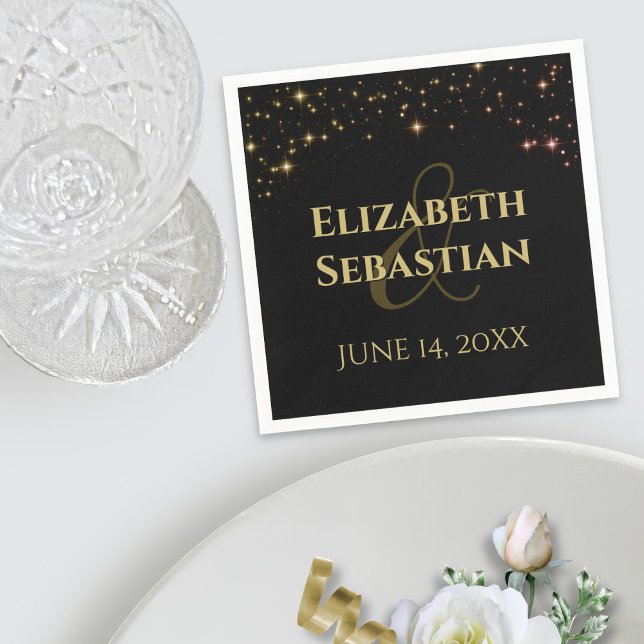 Shimmering Stars Wedding Napkins (In Situ with Plate)
