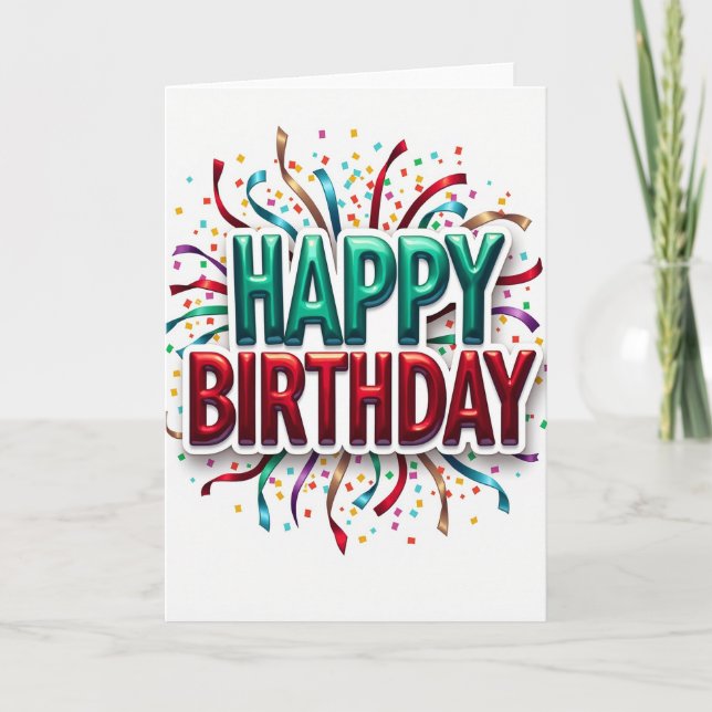 Shimmering Teal Birthday Card (Front)