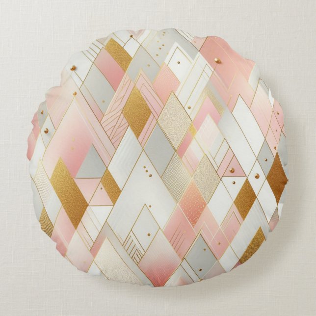 Shimmering Triangle Spectra Round Cushion (Front)