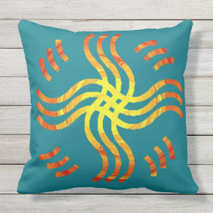 Shimmering Tribal Sun Outdoor Cushion