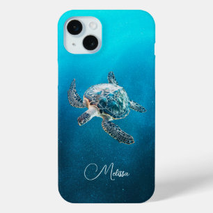 Shimmering Turquoise Sea Turtle   Coastal iPhone 15 Mini Case
