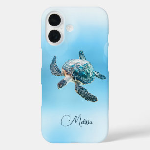 Shimmering Turquoise Sea Turtle   Coastal iPhone 16 Case