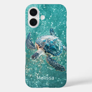 Shimmering Turquoise Sea Turtle   Coastal iPhone 16 Case