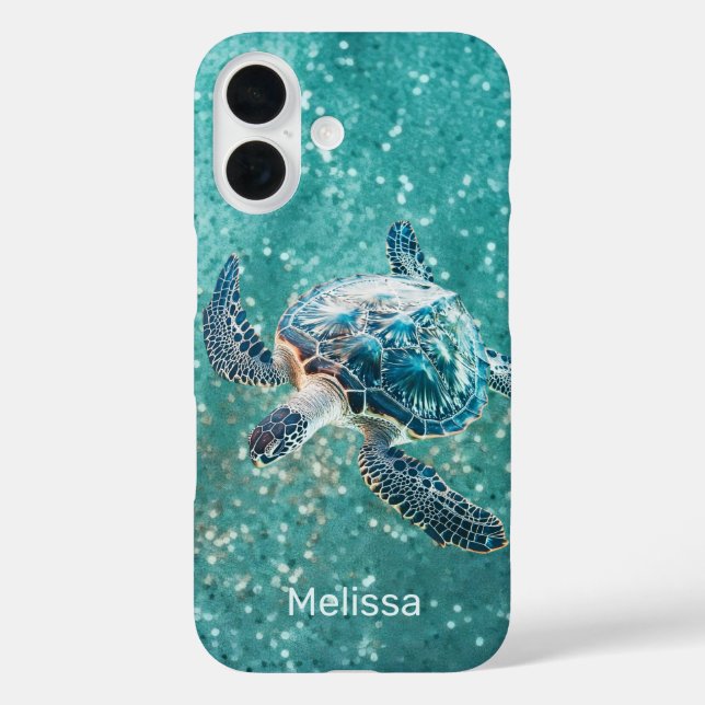 Shimmering Turquoise Sea Turtle | Coastal Case-Mate iPhone Case (Back)