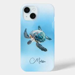 Shimmering Turquoise Sea Turtle   Coastal iPhone 15 Case