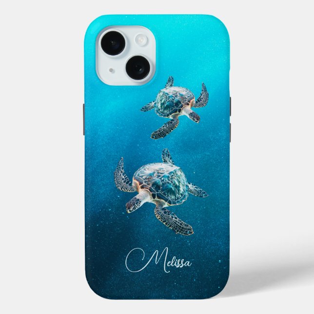 Shimmering Turquoise Sea Turtle | Coastal Case-Mate iPhone Case (Back)