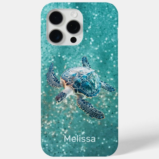 Shimmering Turquoise Sea Turtle | Coastal Case-Mate iPhone Case (Back)