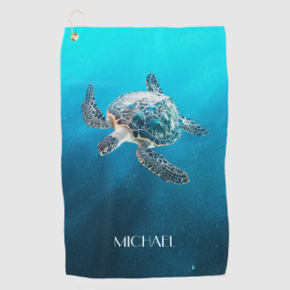 Shimmering Turquoise Sea Turtle | Coastal Golf Towel