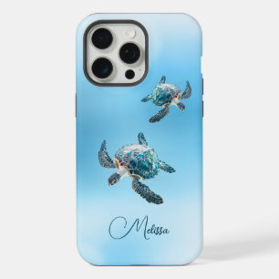 Shimmering Turquoise Sea Turtle   Coastal iPhone 15 Pro Max Case