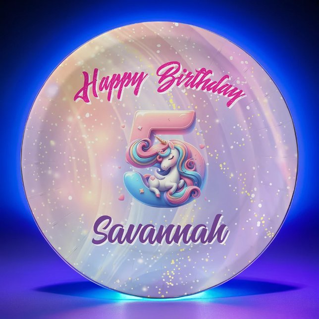 Shimmering Unicorn 5th Happy Birthday Plates (Creator Uploaded)