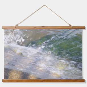 Shimmering Water on Rocks Wood Wall Tapestry