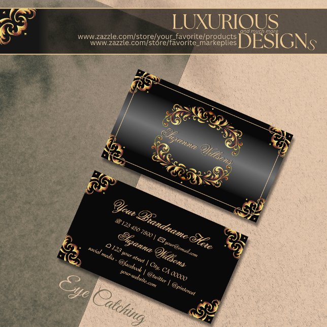 Shimmery Black Gold Decor Impressive and Luxurious Business Card (Creator Uploaded)