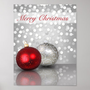 Shimmery Christmas Ornaments - Poster