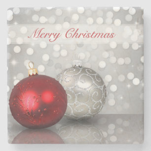 Shimmery Christmas Ornaments - Stone Coaster