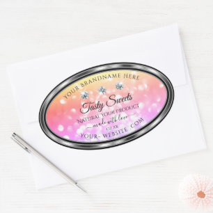 Shimmery Colourful Glitter Product Labels Diamonds