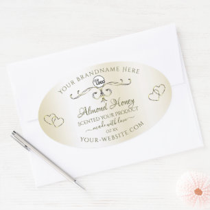 Shimmery Cream Ornate Product Labels Logo Hearts