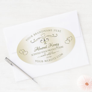 Shimmery Cream Product Labels Ornate Decor Hearts