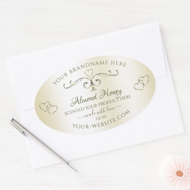 Shimmery Cream Product Labels Ornate Decor Hearts (Envelope)