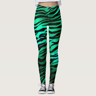 Shimmery Emerald Green Zebra/Tiger Print Leggings