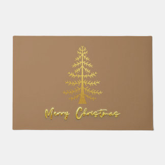 Shimmery glam modern luxury gold trees brown doormat