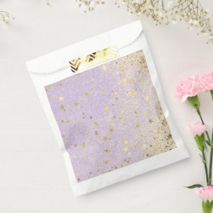 Shimmery Glittery Gold Stars on Lavender Favour Bag