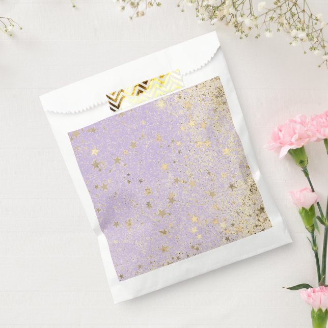 Shimmery Glittery Gold Stars on Lavender    Favour Bag (Sealed)
