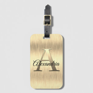 Shimmery Gold Monogram Luggage Tag