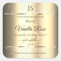 Shimmery Gold Soft Glitter Initials Product Labels