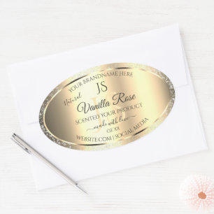 Shimmery Gold Soft Glitter Initials Product Labels
