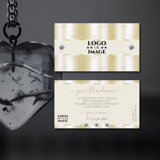 Shimmery Gold Sparkle Diamonds with Logo Luxurious Business Card (Creator Uploaded)