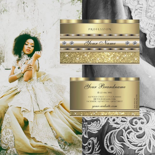 Shimmery Gold Sparkling Glitter Diamonds Luxurious Business Card (Creator Uploaded)