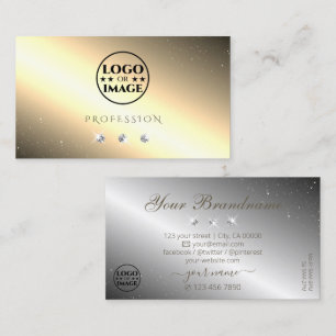 Shimmery Golden Silver Sparkling Diamonds Add Logo Business Card