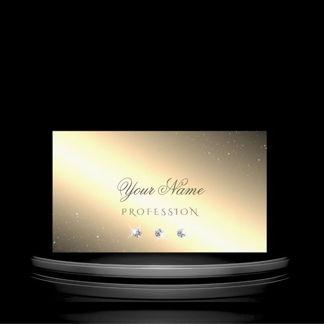 Shimmery Golden Silver Sparkling Diamonds Luxury Business Card (Creator Uploaded)