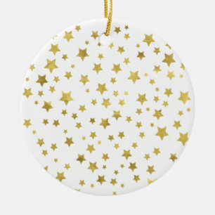 Shimmery Goldstars Golden Star Pattern Ceramic Tree Decoration