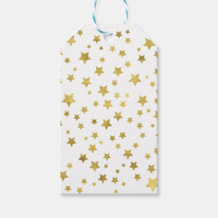 Shimmery Goldstars Golden Star Pattern Gift Tags