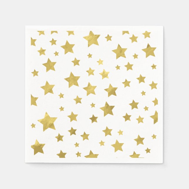 Shimmery Goldstars Golden Star Pattern Napkin (Front)
