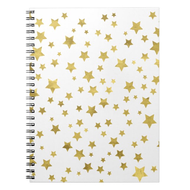 Shimmery Goldstars Golden Star Pattern Notebook (Front)