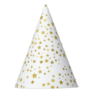 Shimmery Goldstars Golden Star Pattern Party Hat