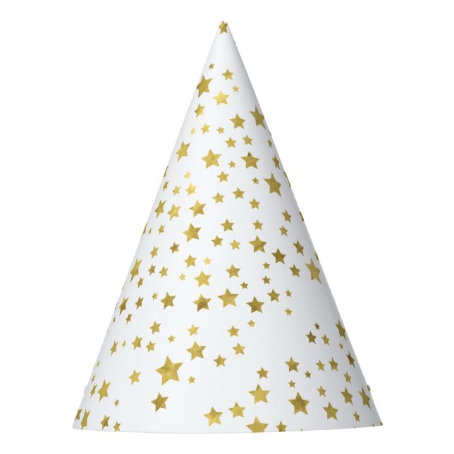 Shimmery Goldstars Golden Star Pattern Party Hat (Front)