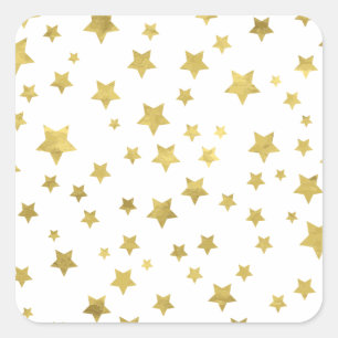 Shimmery Goldstars Golden Star Pattern Square Sticker