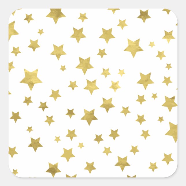 Shimmery Goldstars Golden Star Pattern Square Sticker (Front)