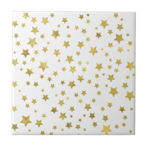 Shimmery Goldstars Golden Star Pattern Tile