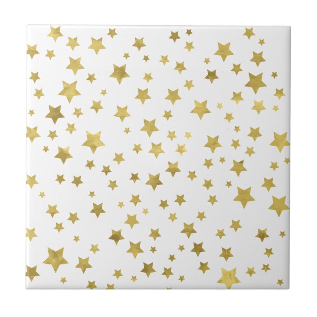 Shimmery Goldstars Golden Star Pattern Tile (Front)