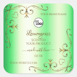 Shimmery Green Gold Ornate Product Label with Logo