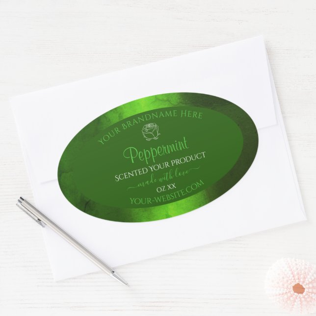 Shimmery Green Marble Floral Modern Product Labels (Envelope)