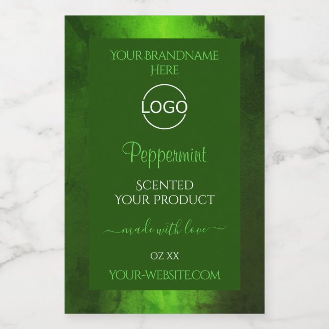 Shimmery Green Marble Modern Product Labels Logo (Single Label)