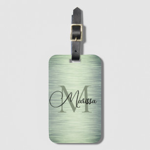 Shimmery Green Monogram Luggage Tag